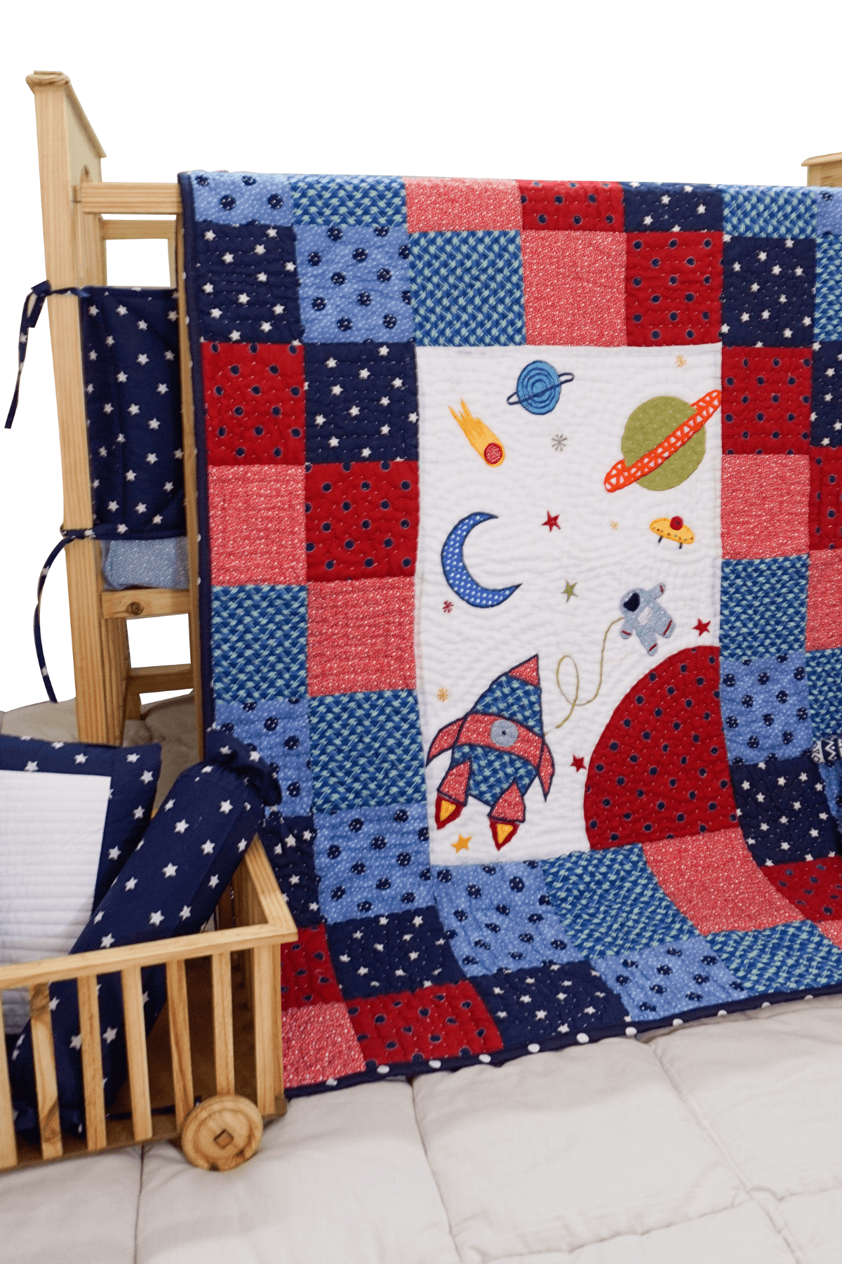 Space Patchwork Cot Bedding Set