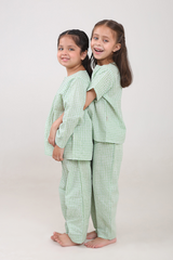 'Breezy Green' Unisex Organic Cotton Mulmul Kurta Pajama Set