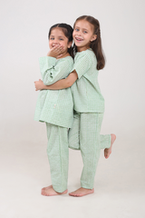 'Breezy Green' Unisex Organic Cotton Mulmul Kurta Pajama Set