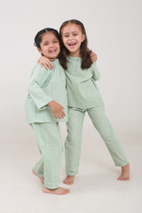 'Breezy Green' Unisex Organic Cotton Mulmul Kurta Pajama Set