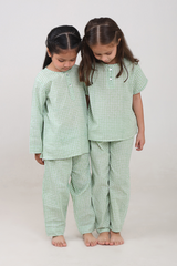 'Breezy Green' Unisex Organic Cotton Mulmul Kurta Pajama Set