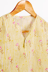 'Blooming Buds' Cotton Kurta Pajama Set for Adults