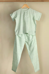 'Breezy Green' Unisex Organic Cotton Mulmul Co-ord Set