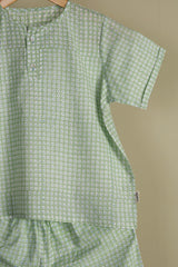 'Breezy Green' Unisex Organic Cotton Mulmul Co-ord Set