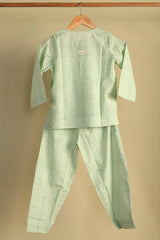 'Breezy Green' Unisex Organic Cotton Mulmul Kurta Pajama Set