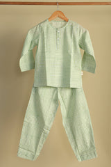 'Breezy Green' Unisex Organic Cotton Mulmul Kurta Pajama Set