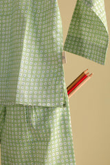 'Breezy Green' Unisex Organic Cotton Mulmul Kurta Pajama Set