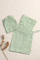 'Breezy Green' Unisex Organic Cotton Mulmul Kurta Pajama Set