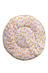 Chirpy Birds hand block printed cotton baby playmat with a colourful bird print, 40x40 inches