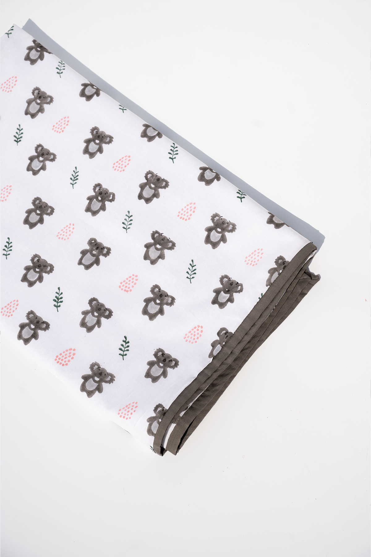 Folded koala hand block printed three-layered cotton mulmul kids dohar