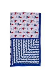 Folded Sail Away hand block printed three-layered cotton mulmul kids dohar