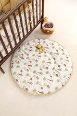 Forest hand block printed baby playmat styled for tummy time and play