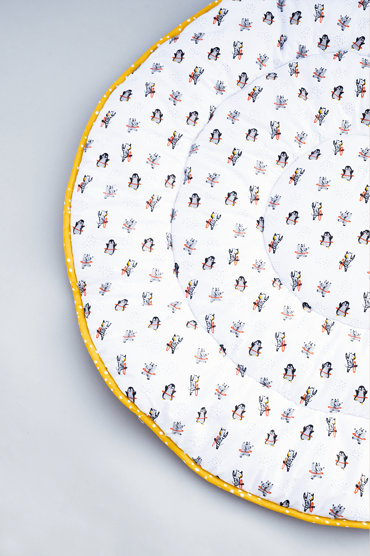 Hula Hoop hand printed baby playmat styled for tummy time and play