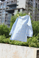 'Summer Sky' Cotton Kurta Pajama Set for Adults