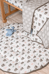Koala hand block printed baby playmat styled for tummy time and play