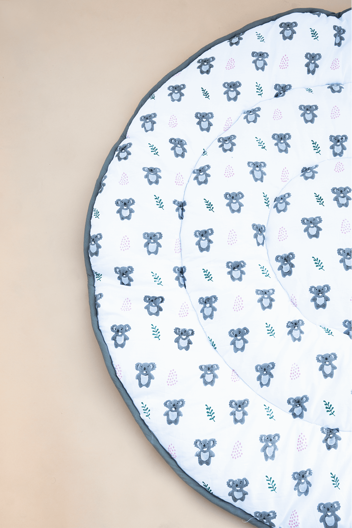 Koala hand block printed playmat showing details