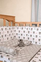 Koala print cotton baby playmat with matching koala cot bumper