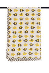 Mama and baby elephant hand printed cotton mulmul dohar for kids