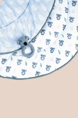 Reversible koala padded cotton playmat showing the reverse side
