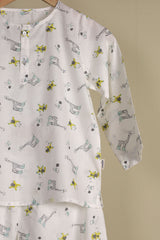 'Safari Trip' Unisex Organic Cotton Mulmul Kurta Pajama Set
