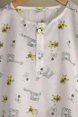 'Safari Trip' Unisex Organic Cotton Mulmul Kurta Pajama Set