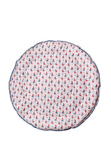 Sail Away hand block printed cotton baby playmat with a sailboat print, 40x40 inches, laid flat