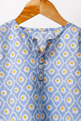 'Summer Sky' Cotton Kurta Pajama Set for Adults
