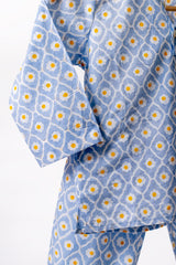 'Summer Sky' Cotton Kurta Pajama Set for Adults
