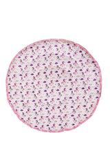 Unicorn hand block printed cotton baby playmat, 40x40 inches, laid flat